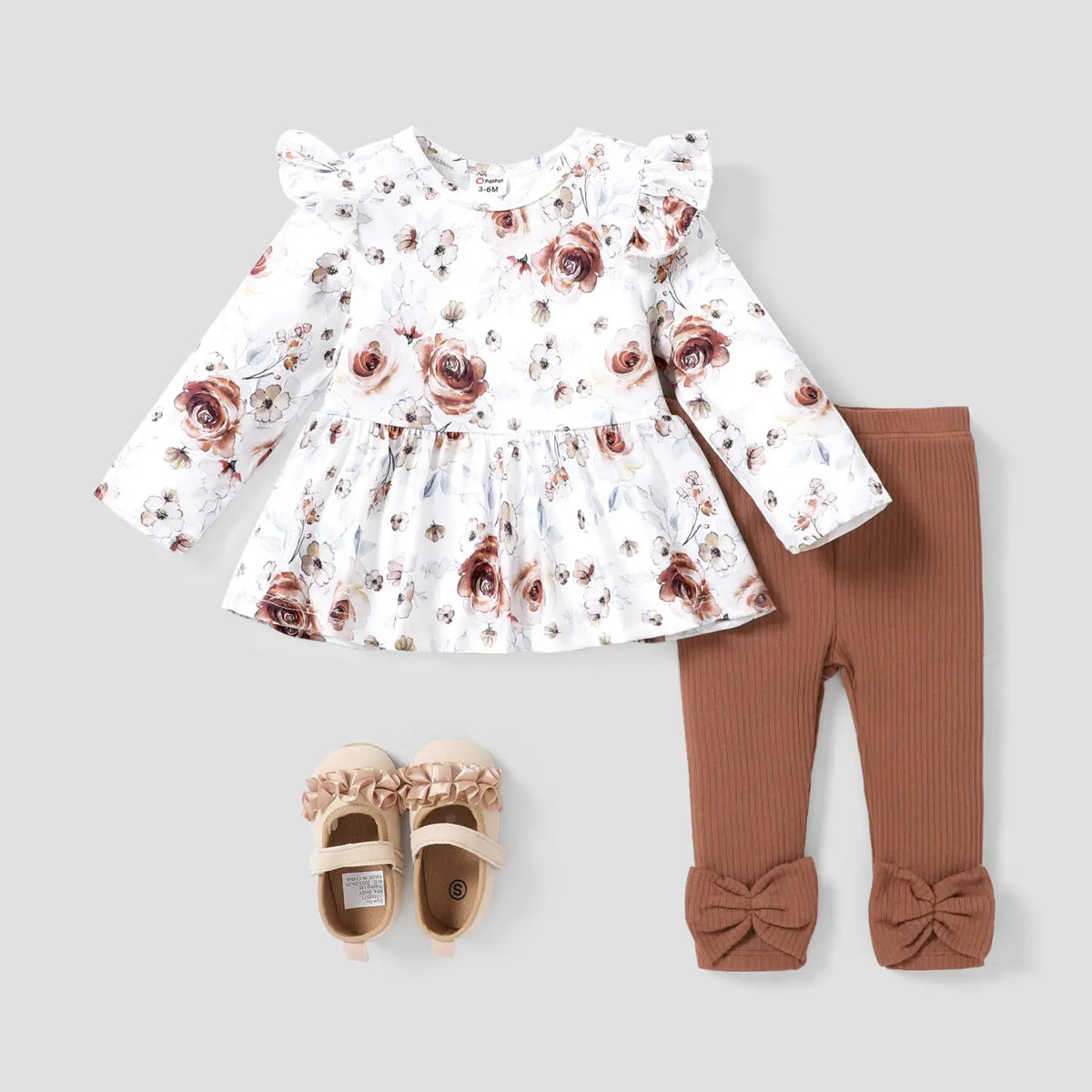Baby Girl Clothes 2PCS Sweet Big Flower Flutter Sleeve Set