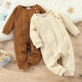 Baby Cable-Knit Long-Sleeve Jumpsuit | Brown or Apricot