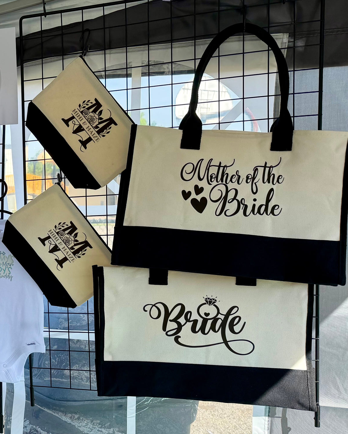Burlap Tote Bag and Makeup Bag Set