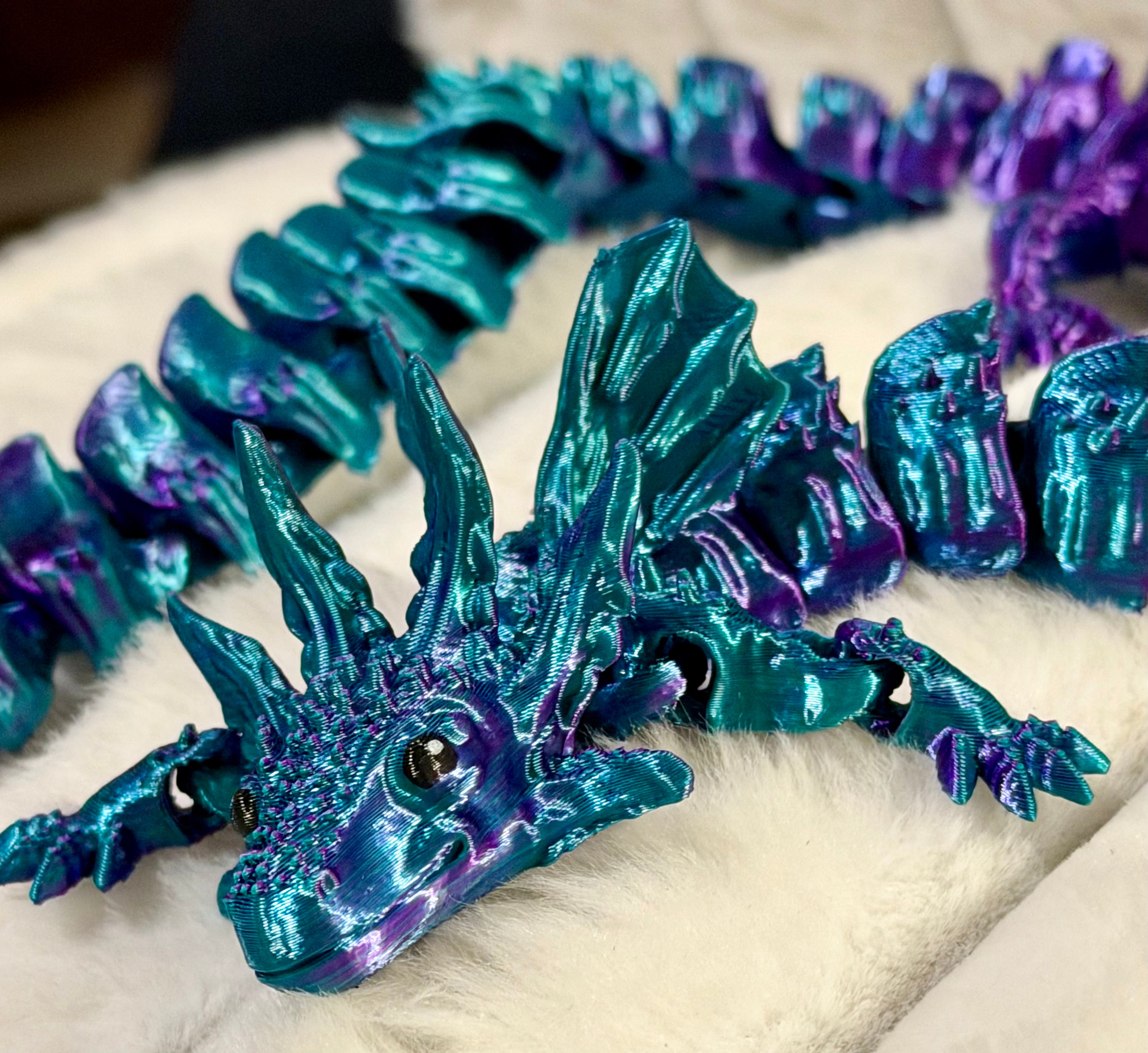 3D Printed Articulated Axolotl Dragon - Dual Color