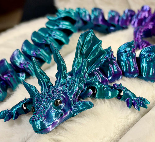 3D Printed Articulated Axolotl Dragon | 24+ in