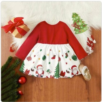 95% Cotton Christmas Dress with Big Bow