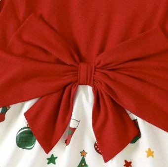 95% Cotton Christmas Dress with Big Bow