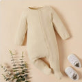 Baby Ribbed Footed Snap Jumpsuit | Cotton Blend
